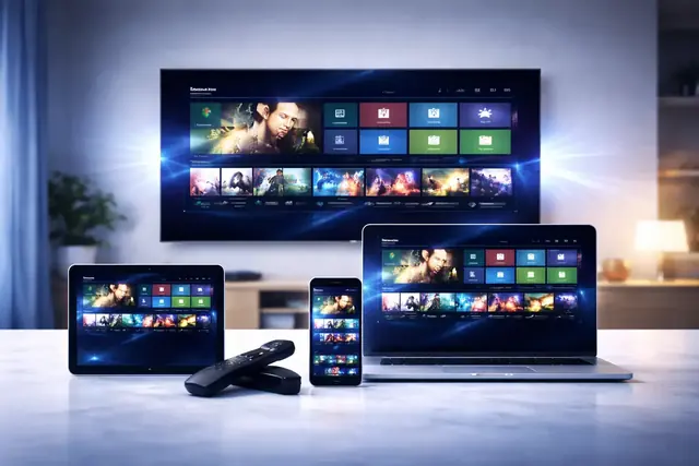 One set of credentials signed in across a television, tablet, laptop and phone