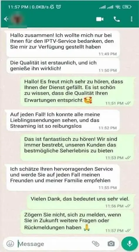 Mensaje de WhatsApp de un cliente 1