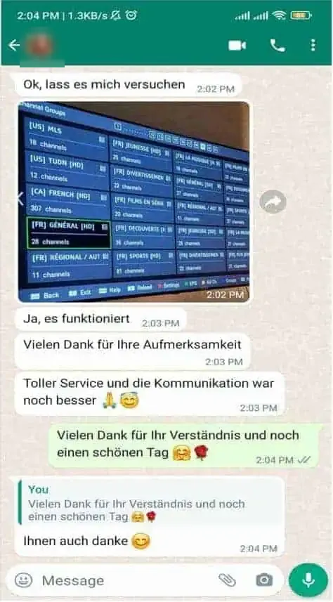 Mensaje de WhatsApp de un cliente 5