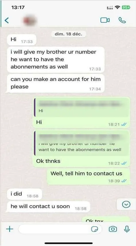 Mensaje de WhatsApp de un cliente 9